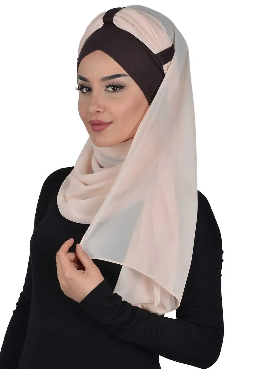 Chal de gasa de algodón peinado marrón