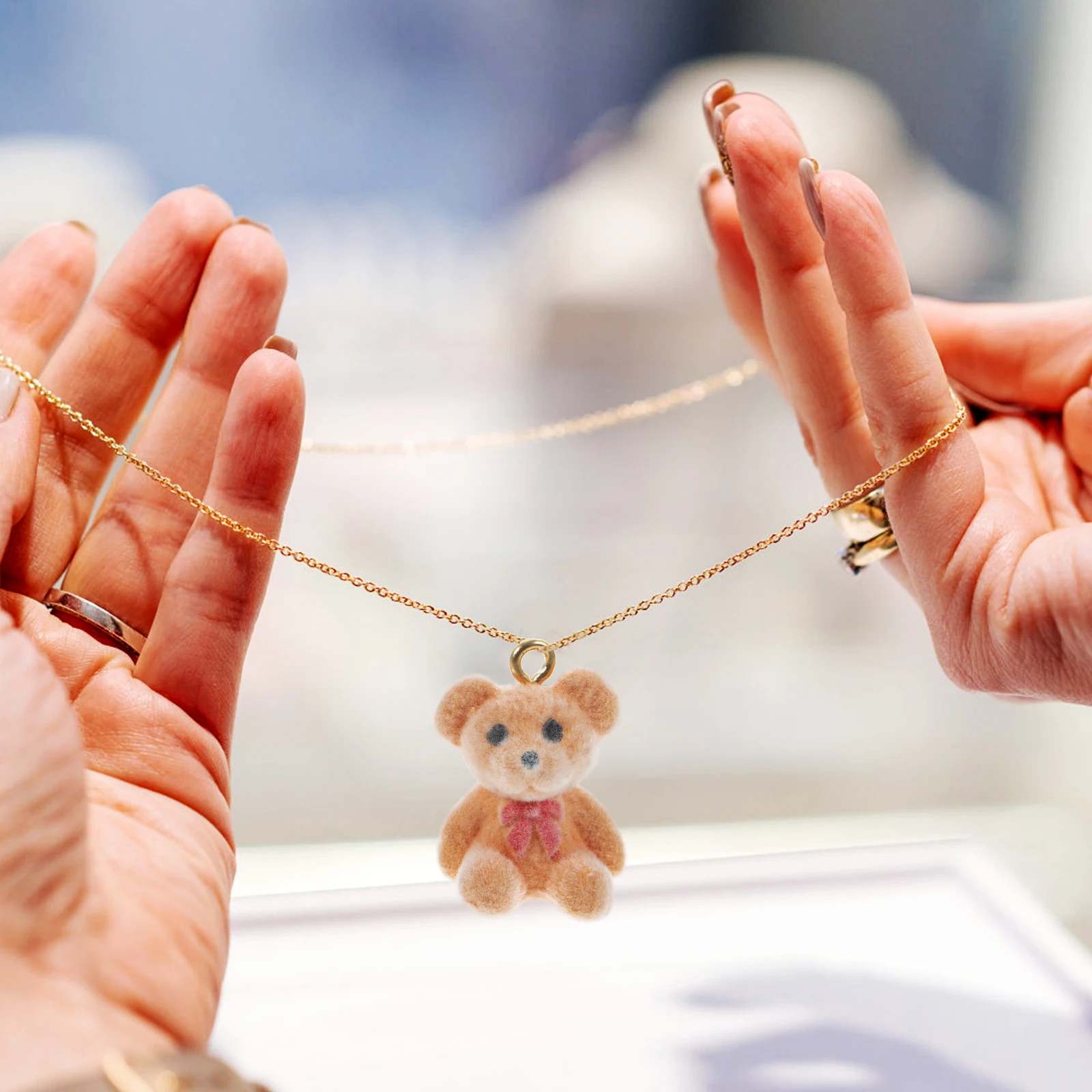

10pcs Bear Pendant Necklace Bracelet Jewelry Making Charm Metal Earring Accessory Flocking Hanging Charms DIY Resin Crafts