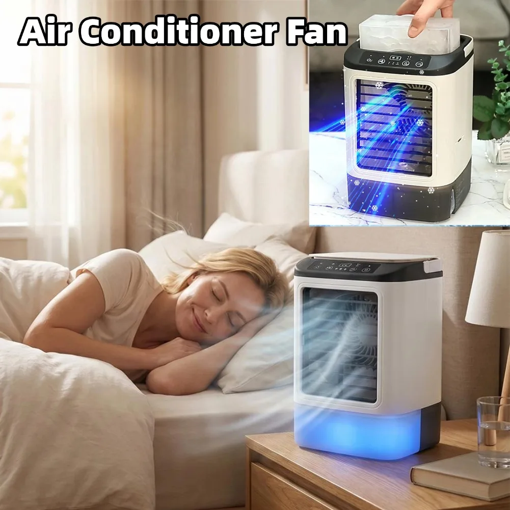Portable Home Air Conditioner Fan ,Desk Fan with Dual Ultrasonic Atomization, 3-in-1 Personal Air Conditioner Fan with Ice Tray