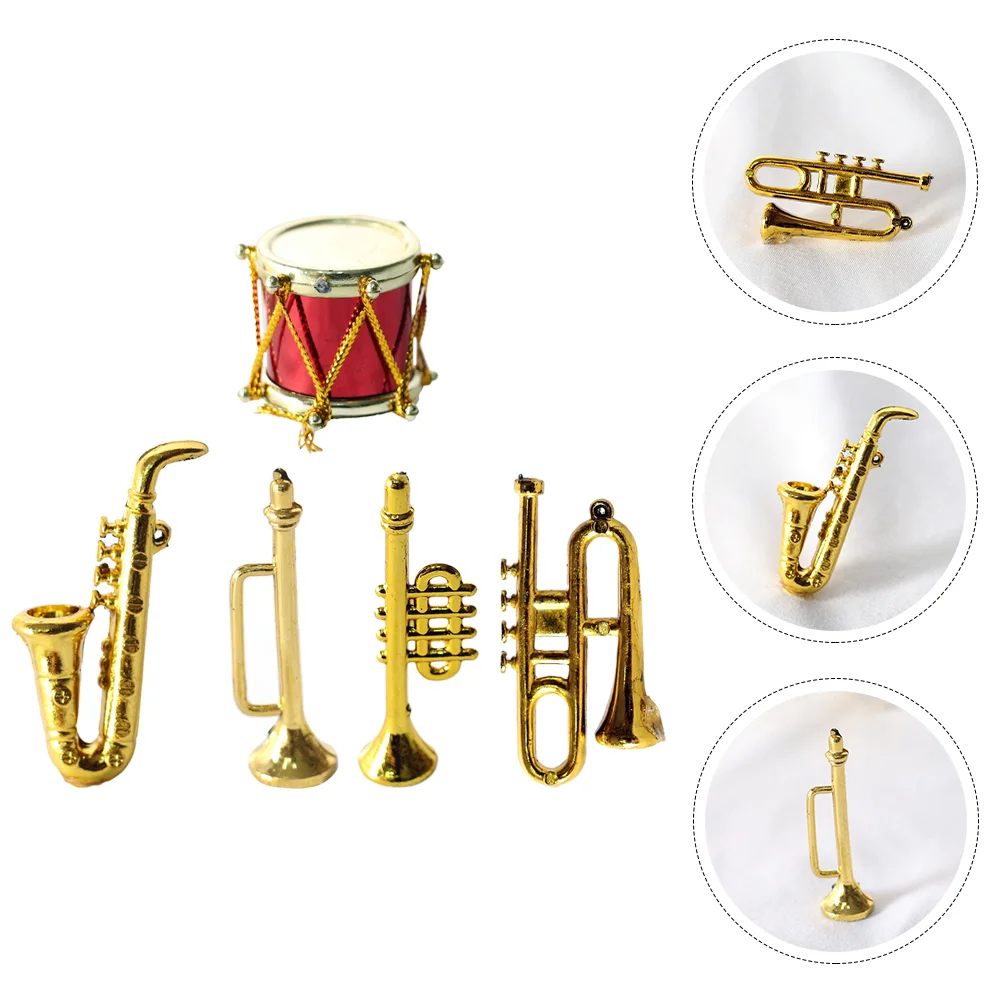 

Toy Mini Saxophone House Layout Adornment Musical Instrument Decor Golden Miniature Model Child