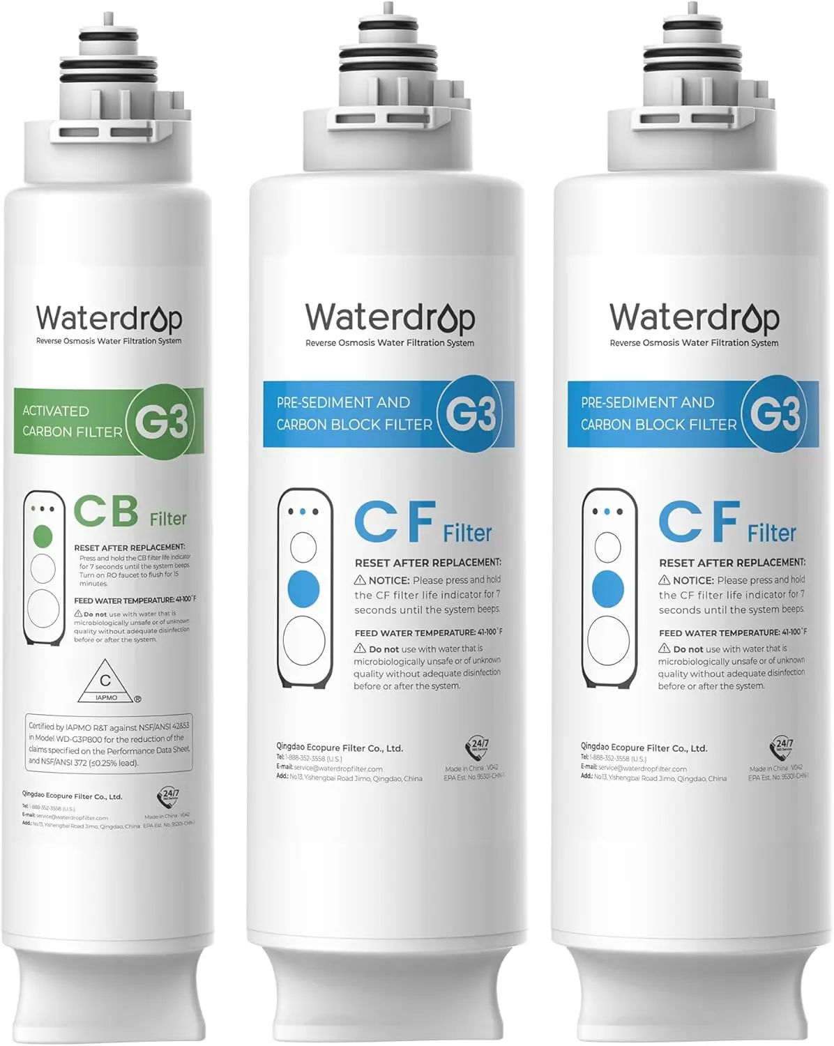 

Комплект сменных фильтров Waterdrop G3, на 1 год, для систем обратного осмоса, набор из 2 фильтров и 1 фильтра-картриджа