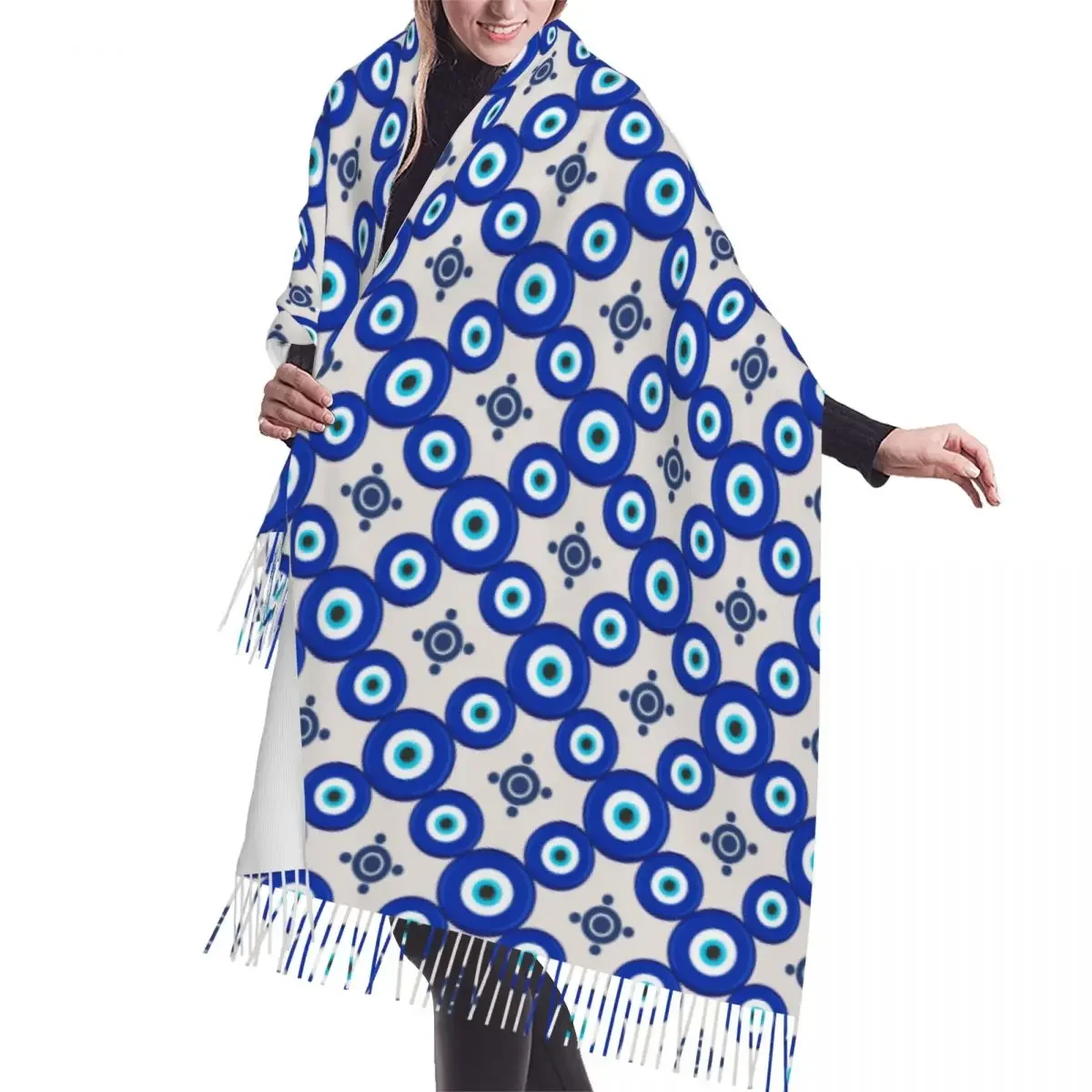 Personalized Print Turkey Evil Eye Symbol Pattern Scarf Men Women Winter Fall Warm Scarves Fashion Versatile Female Shawl Wrap