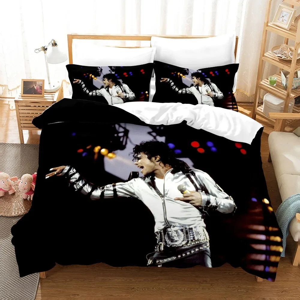 3D-gedrucktes Michael Jackson Bettwäsche-Set, Bettbezüge, Kissenbezüge, Tröster, Bettwäsche-Set, Bettwäsche, Textil, Zuhause, Königin, König, Einzelbett – Detail 5