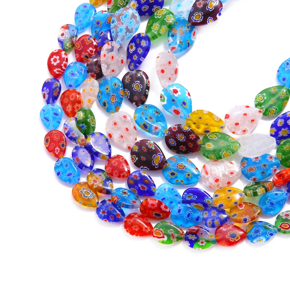 

Colorful Flat Drop shape Bead Flower Patterns Millefiori Glass Lampwork Loose Crafts Bead0 For Necklace Bracelet Earring Jewelry