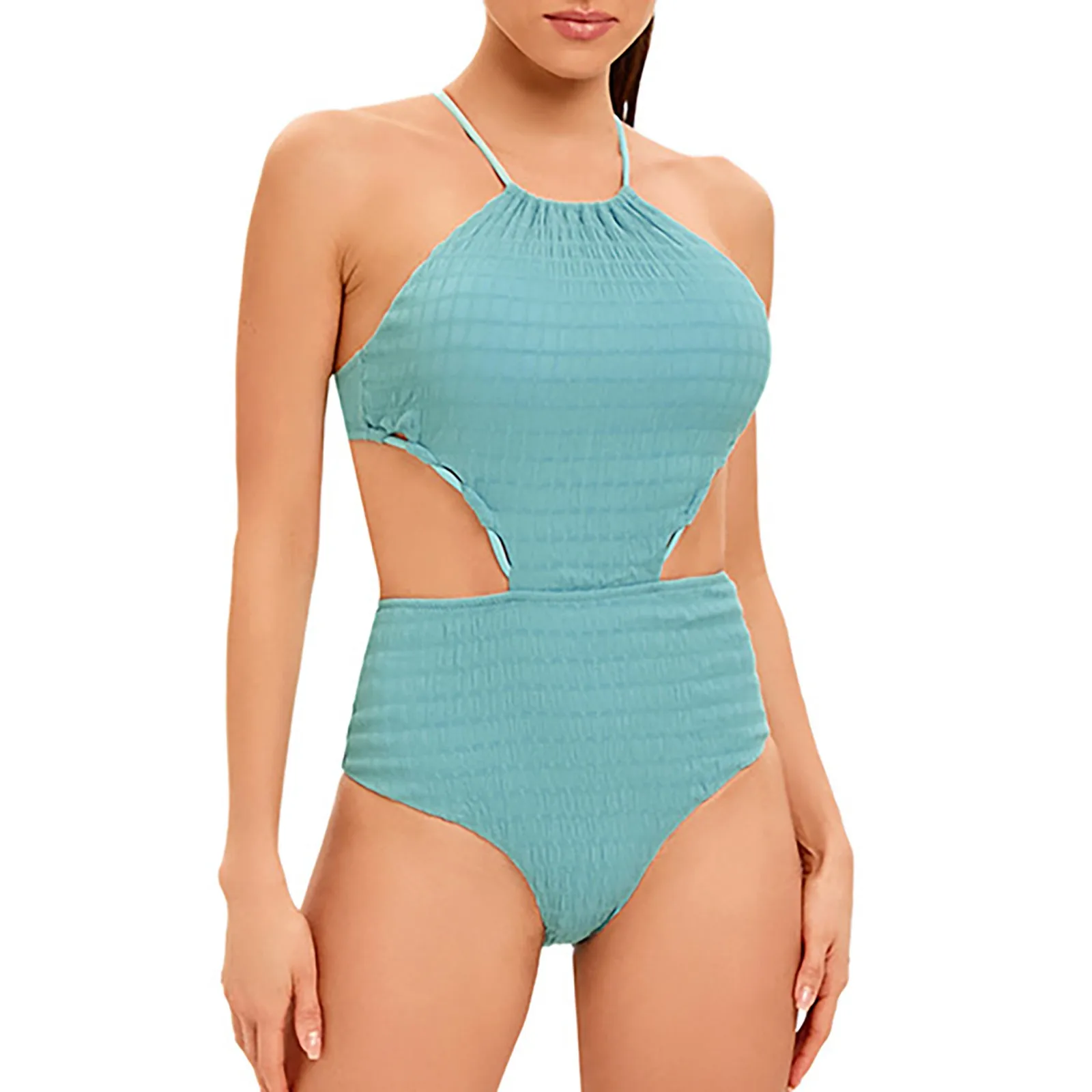 Personality Design Sexy Solid Color Swimsuit Hollowed Out Backless Women's Swimsuit