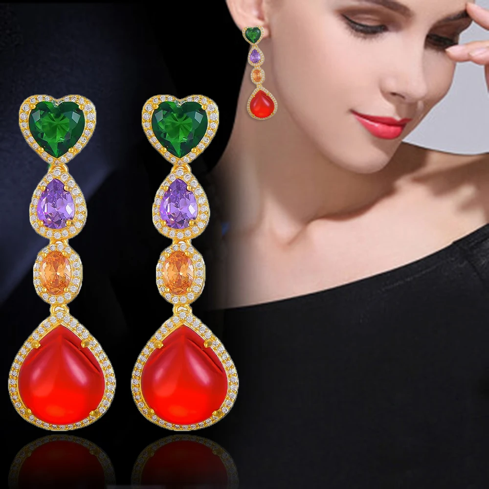 

Siscathy Indian Trendy Multicolor Waterdrop Drop Earrings For Women Wedding Party Dubai Bridal Jewelry boucle d'oreille femme