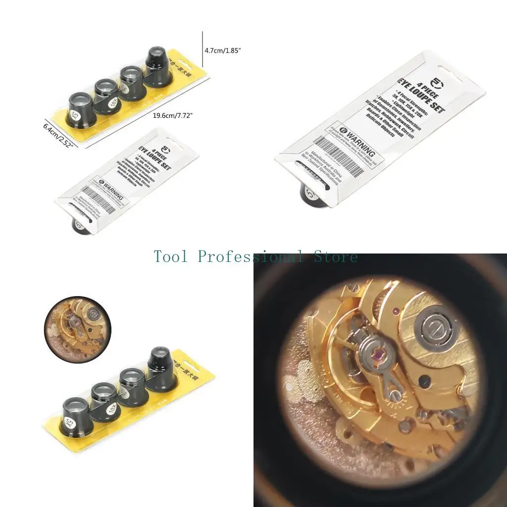 57QF Watch Repair Tool Watch Repair 5 to 20 Times Glass Goggle 4Pcs/Set