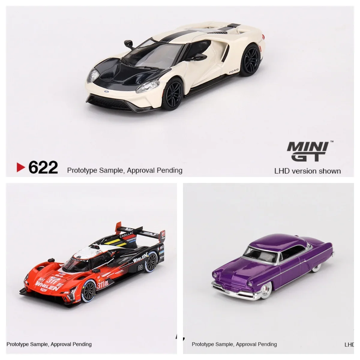 MINIGT 1:64 Ford GT Prototype Heritage Edition Cadillac V-Series  Lincoln Capri Hot Rod Purple Metallic Diecast Car Model Toy