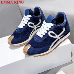 New Men And Women Designer Leather Casual Sneakers Thick Sole Platform Sneakers Shoes Lace Up Walking Sports Ladies Shoes 2024