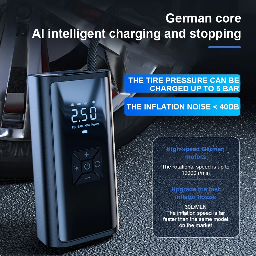 

Электрический насос для шин 150PSI со светодиодной подсветкой, велосипедный воздушный компрессор, ЖК-дисплей, автомобильный воздушный насос для автомобильного велосипедного шара