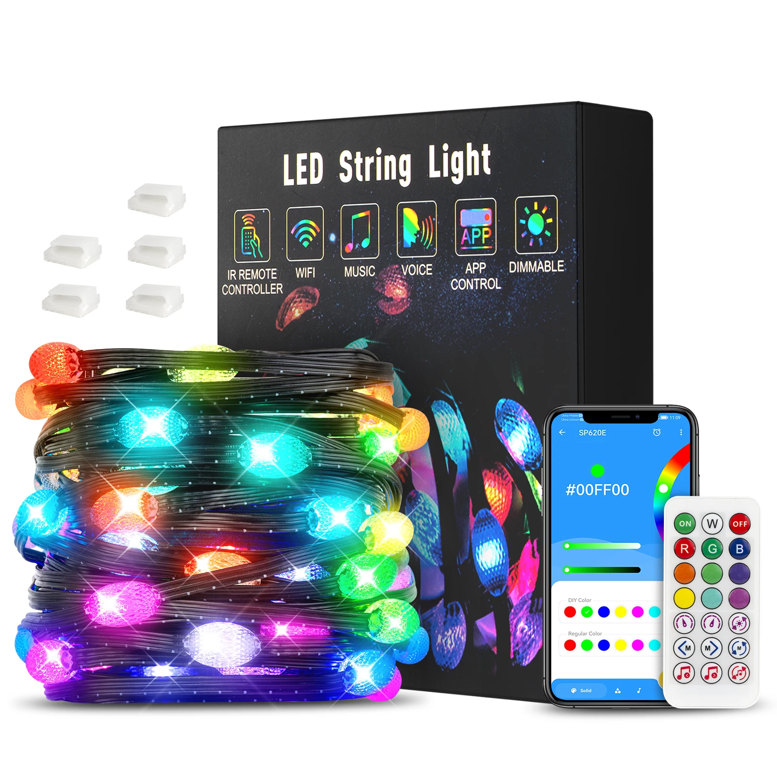 Dreamcolor USB LED String Light BT Music APP WS2812B Garland Fairy Lights for Christmas Birthday Party Decoration Waterproof