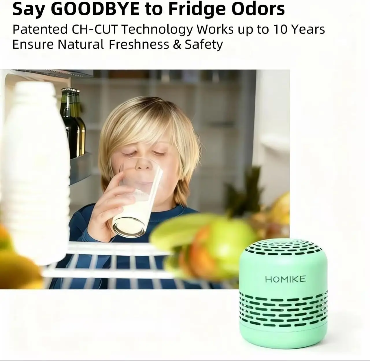 Refrigerator Deodorizer Odor Eliminator for Fridge Freezer Car Closet Shoe Cabinet, Lasts 10 Years, with Catalytic Decomposition