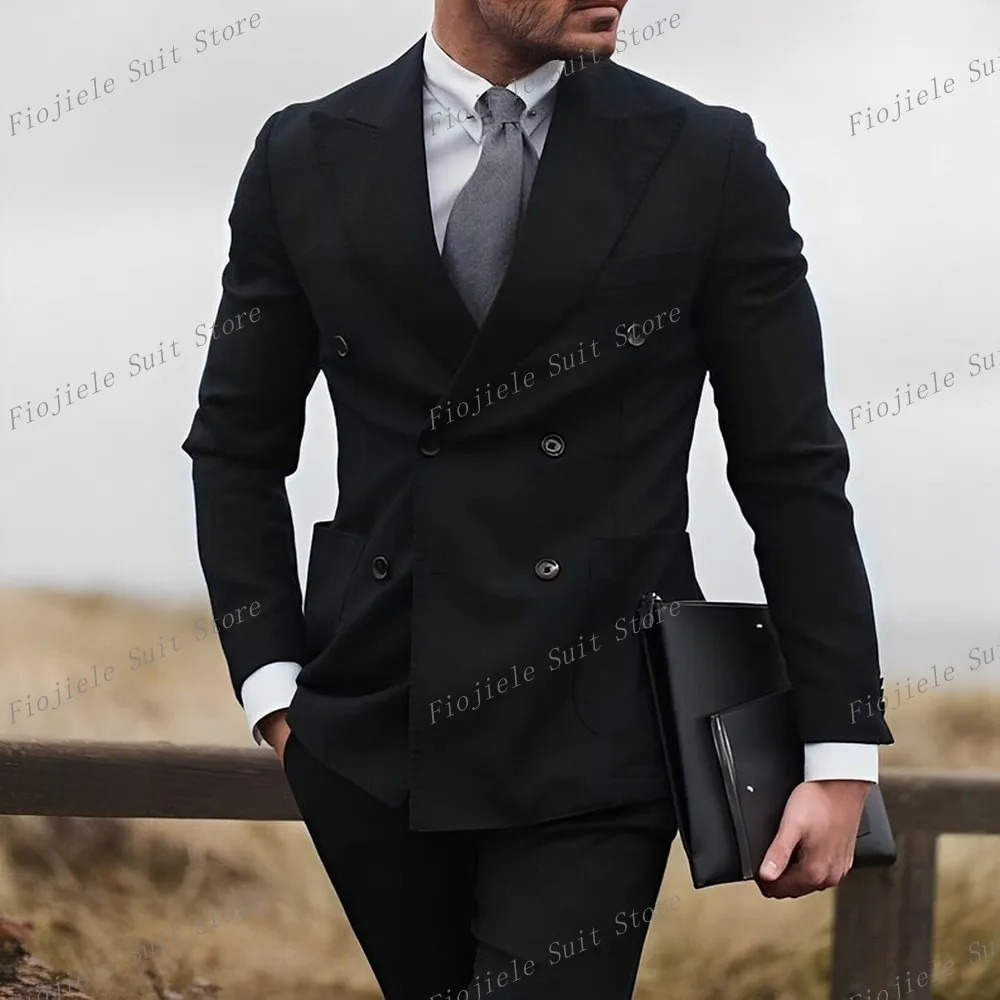 

New Male Black Business Groom Groomsman Prom Wedding Party Formal Occasion Tuxedos Men Suit 2 Piece Set Jacket And Pants