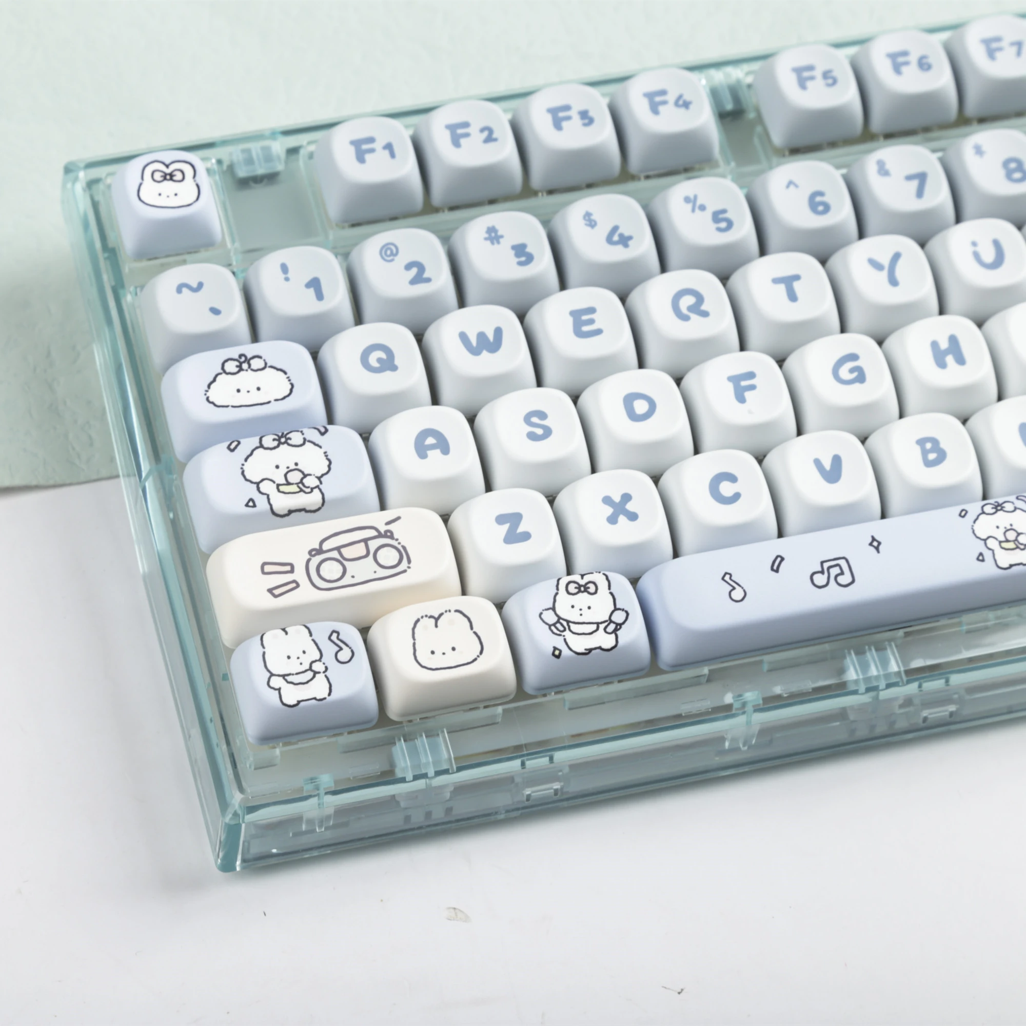 Imagem -02 - Band Bunny Keycaps para Meninas Sublimação Pbt Perfil Moa Teclado Mecânico Azul Bonito Jogos e Escritório