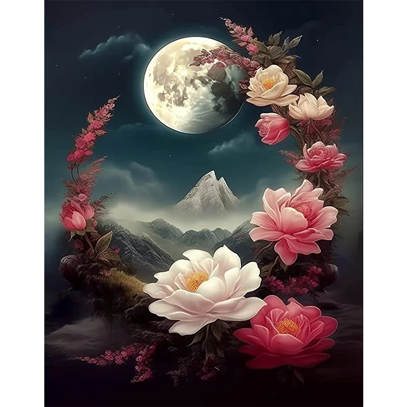 

5D Diamond Painting Alpine Moon DIY Diamond Mosaic Full Drill Diamond Embroidery Picture Rose Flower Art Wall Home Decoration