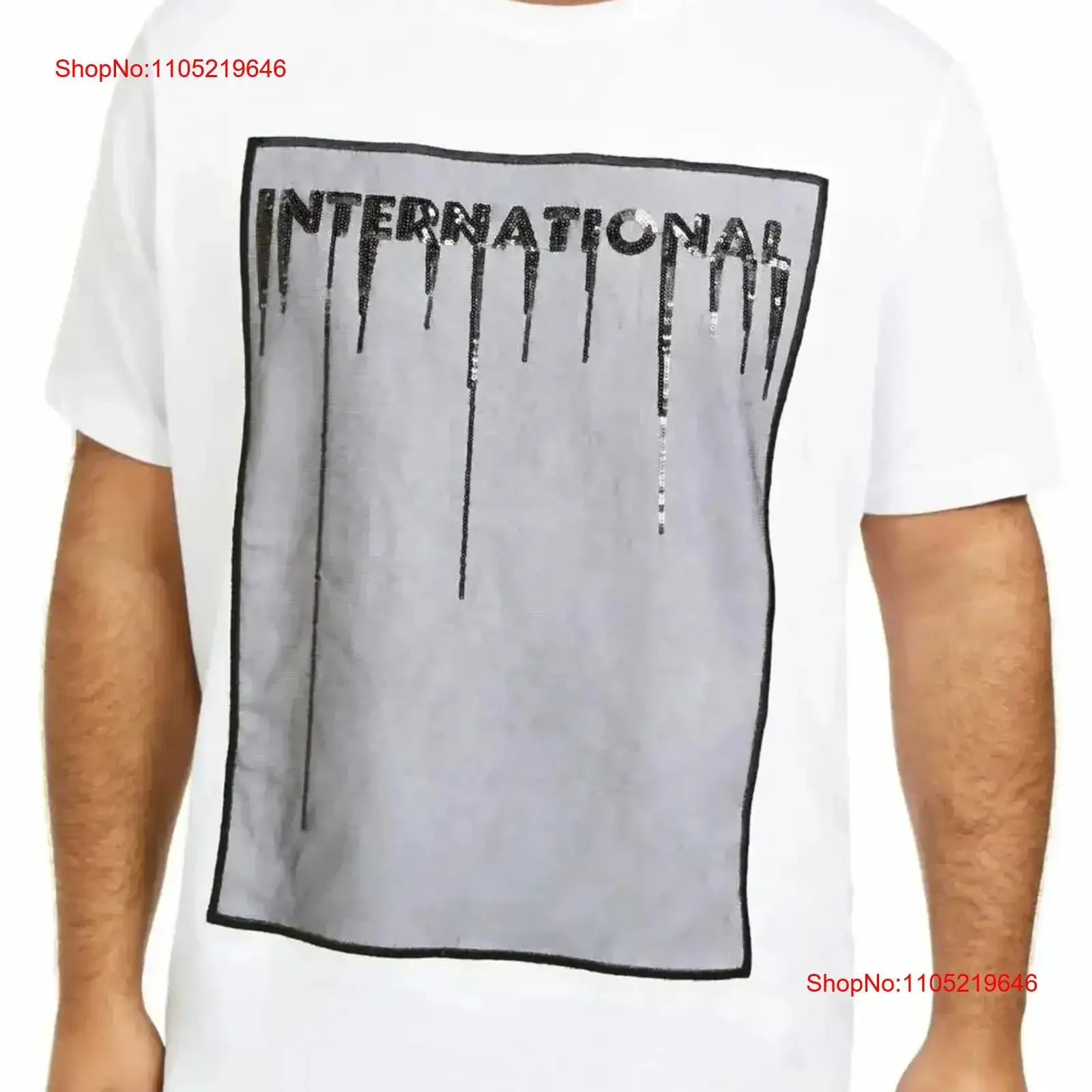 New Big Mens INC International Concepts White Embellished T Shirt 2XB vintage Washed Breathable Casual graphic homme vintage