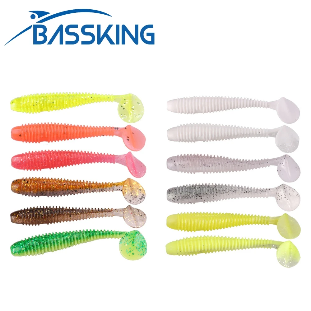 5Pcs Soft Baits 7mm 2.6g T-Tail Silicone Bait Vissen Artificial Leurre Wobbler Sea Fishing Tackle Flexible Swimbait Carp Bait