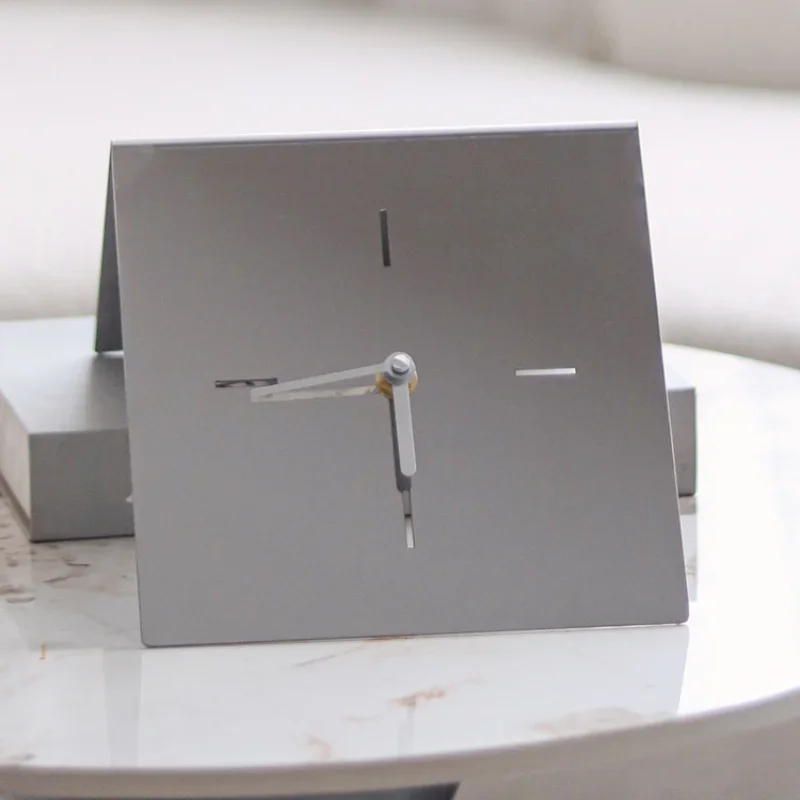 

Stainless steel clock creative ornament folding metal model room bedroom bedside clock ornament