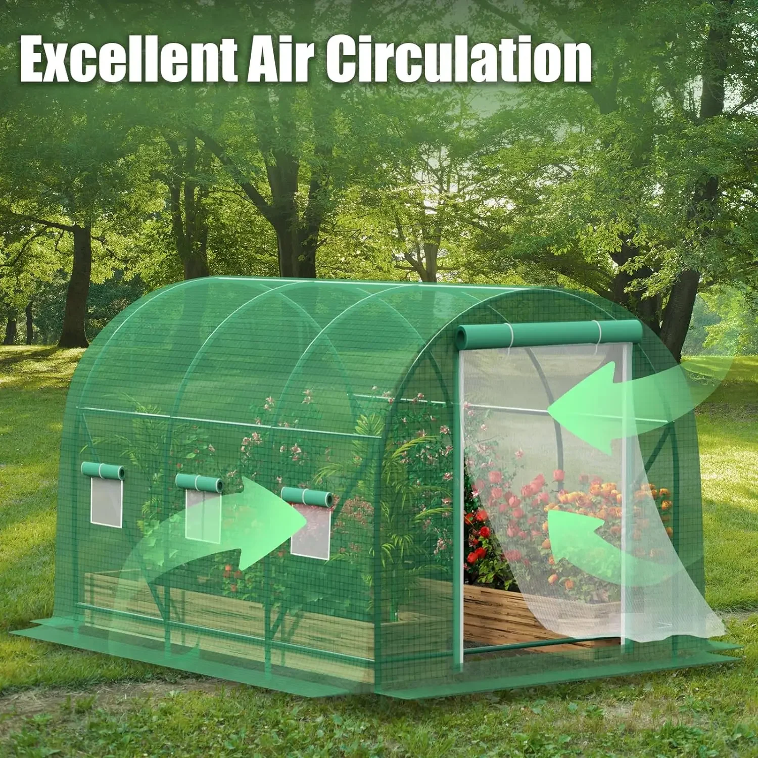 Greenhouses for Outdoors Winter Heavy Duty 10'×6.6'×6.6' - Large Walk in Tunnel Green House Portable for Plants,Reinforced Frame