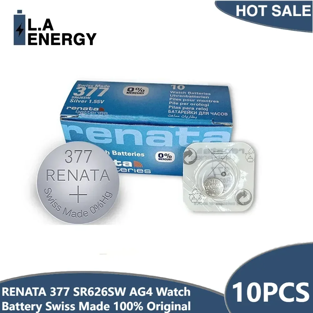 10PCS RENATA LONG LASTING 377 SR626SW Brand New SR626 V377 AG4 Watch Battery Button Coin Cell Swiss Made 100%Original