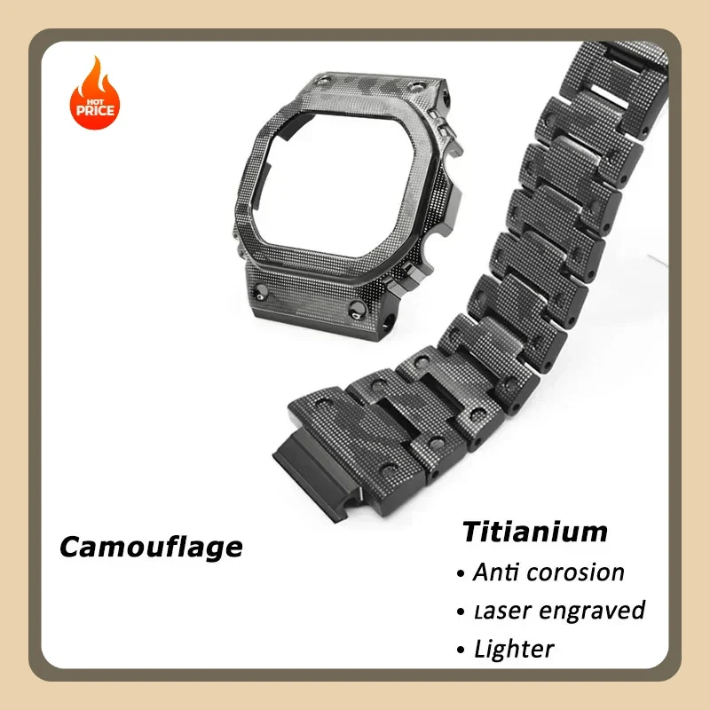 

5600 Titanium Case Engraved Bezel Strap for Casio Series 5600 Camouflage Sports Accessories for Dw 5600 5000 5035 Mod Kit
