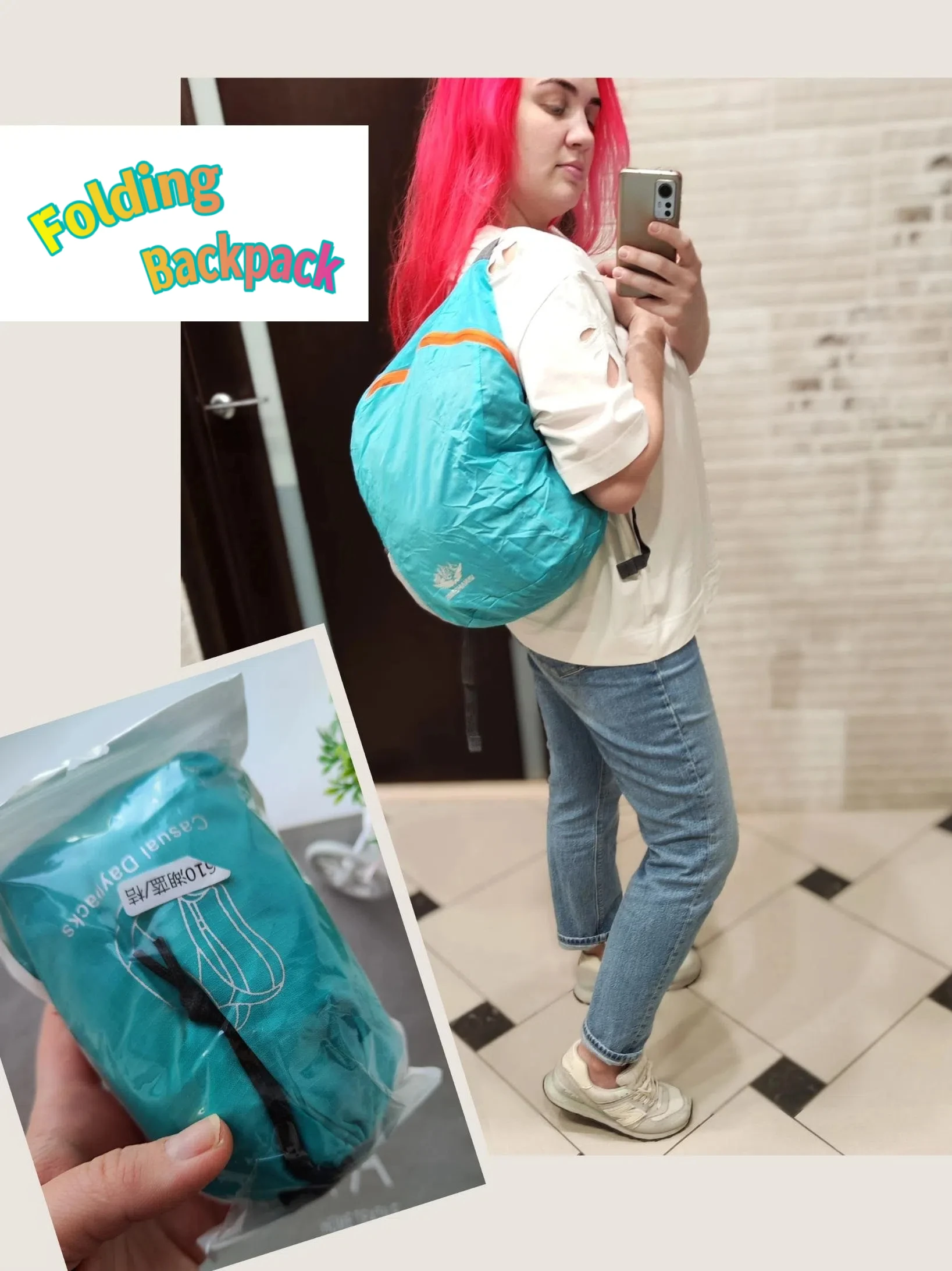 

Портативный складной рюкзак Легкий водонепроницаемый рюкзак для путешествий на открытом воздухе