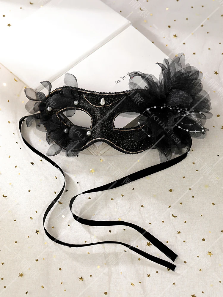 Maschera filato di seta nera fatto a mano da donna colore Sexy abbinato moda semplice adatto festa di ballo banchetto maschera per gli occhi puntelli per le prestazioni