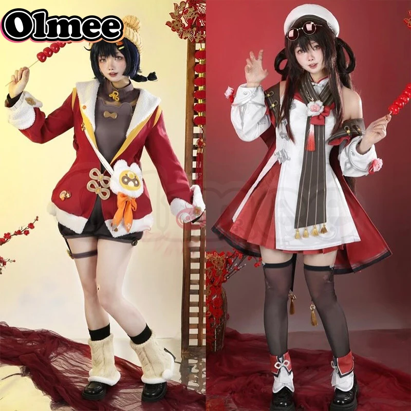 [Olmee] In Stock Xiangling Hu Tao Lantern Rite 2025 Cosplay Costume Genshin Impact Xiang Ling Hutao Full Set Wig Halloween Xmas