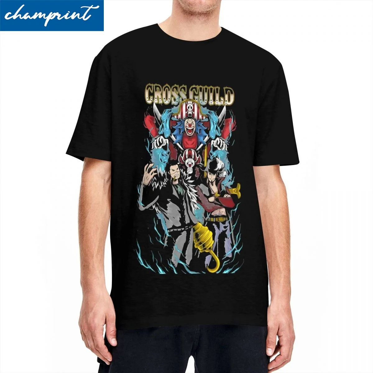 

Aesthetic One Piece Cross Guild T Shirt Men Crewneck Short Sleeve Tops Shirts Anime Cotton Summer Tops