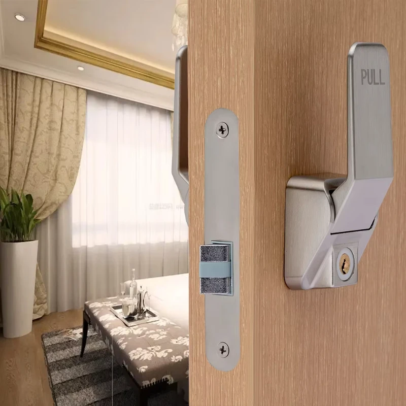 

Privacy Keyless Sliding Door Lock Set Quick Open Indoor Wooden Home Door Handle Lock Set