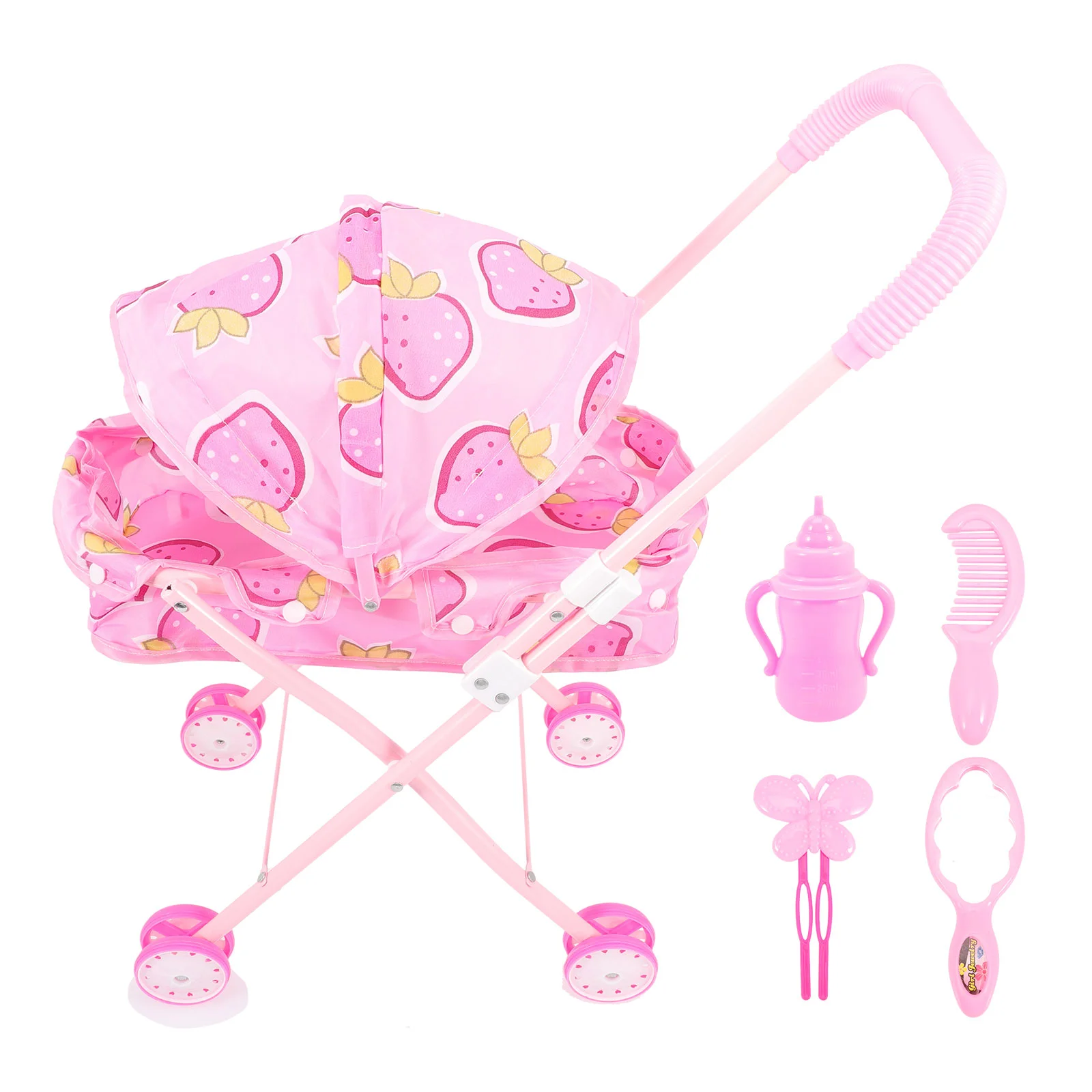 Stroller Toys Kids Simulated Stroller Model Playset Accessories Baby Trolley Pretend Toy Girl