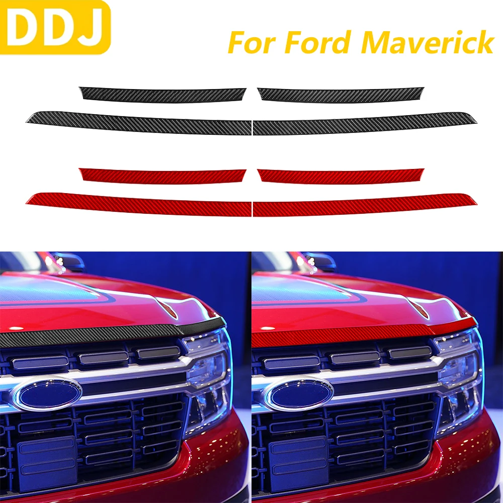 

For Ford Maverick 2022 2023 2024 2025 Carbon Fiber Front Engine Hood Grille Panel Trim Cover Car Accessories Decoration Sticker