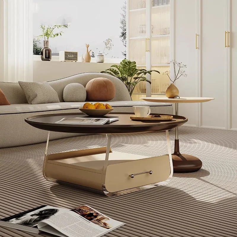 

Круглый дизайнерский журнальный столик, современный скандинавский низкий простой приставной столик с ящиками для хранения, мобильный Moebel Wohnzimmer, мебель для дома
