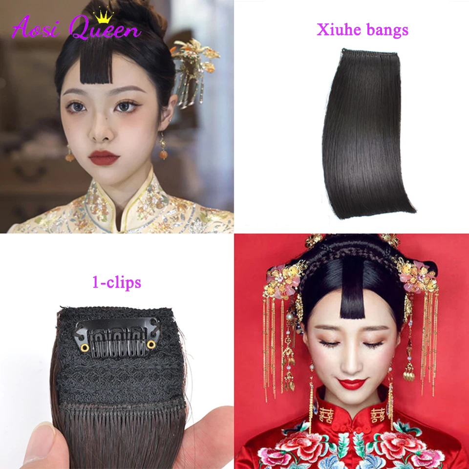 Shanghai BeachRetro ręcznie pchane grzywka Hanfu stroik kostium peruka zdjęcie Studio Cheongsam Garland włosów torba antyczne włosy Accessori