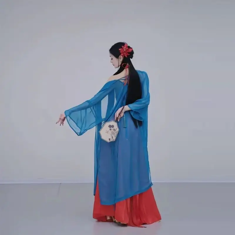 

Новый классический танцевальный костюм 2025 года в древнем стиле и очарованием феи, элегантное платье из пряжи, большая распашная юбка, длинный танец