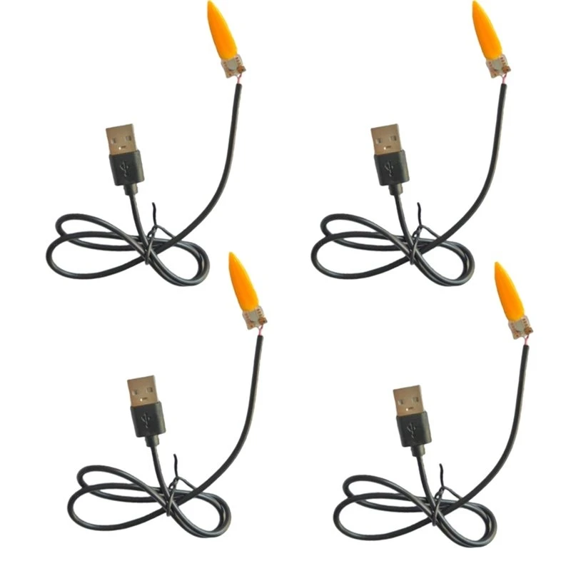 ABHU Flame Lamp Simulation Circuit Board, USB 5V LED For DIY Decor Lighting, 4Pcs Candles Light Board Candle Effect