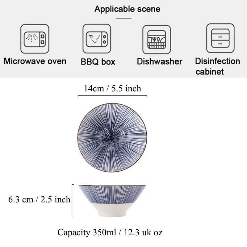 Inspirowane japońskim stylem 2 sztuki 5.5 Cal szerokie usta z kapturem zestaw misek żywe kolory i wzory, ceramika bezpieczna do piekarnika i zmywarki