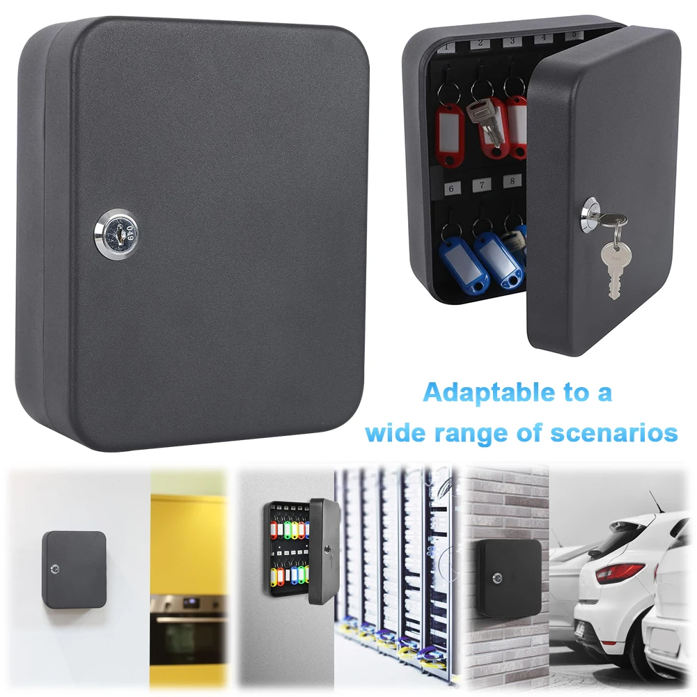 

Key Storage Lock Box 20 Key Hooks Key Cabinet Security Lock Box with Key/Code Lock Locking Key Cabinet Key Holder Box Wall Mount