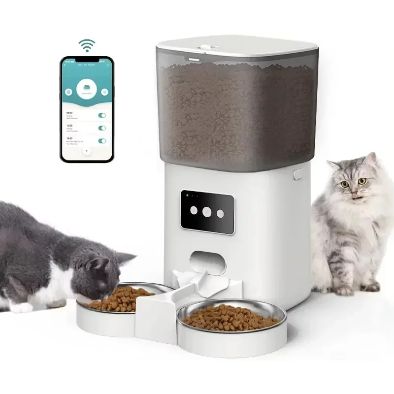 Automatic Dog Feeders Smart Pet Feeder With APP Control For Cat And Dogs Food Dispenser Stainless Steel Bowl Voice Recorder