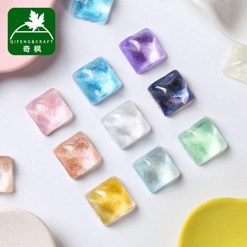 20pcs Resin  Candy Color Transparent Square Charms Pendants for Jewelry Making Earrings DIY Crafts Accessories