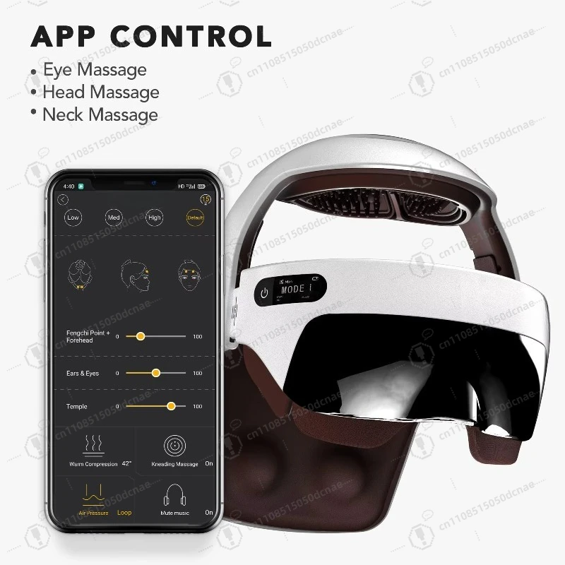 Pillow Type Electric Head Massage Heat Kneading Function, APP Controlled Timing for Head Relaxation