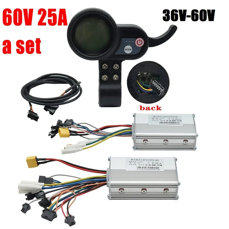 

60V 25A Brushless Controller Dual Motor+36V-60V LCD Display Dashboard For Electric Scooter E Bike Accessories