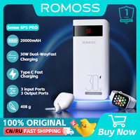 ROMOSS 20000mAh 30W Fast Charging Power Bank Sense 6PS Pro Portable Charger 20000mAh External Battery For Iphone Xiaomi HUAWEI