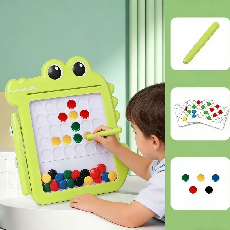 Quadro Magnético Infantil Pato Amarelo Dinossauro, Prancheta de Escrita, Livros de Desenho Criativos com Padrões, Brinquedo Educacional Montessori, Presente