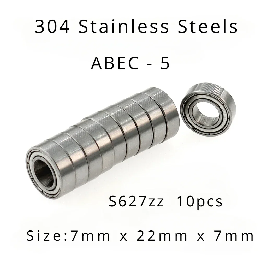 

Veekaft High Performance 304 Stainless Steels ABEC-5 Miniature Deep Groove Ball Bearings - S627zz 7mmx22xmm of 10pcs