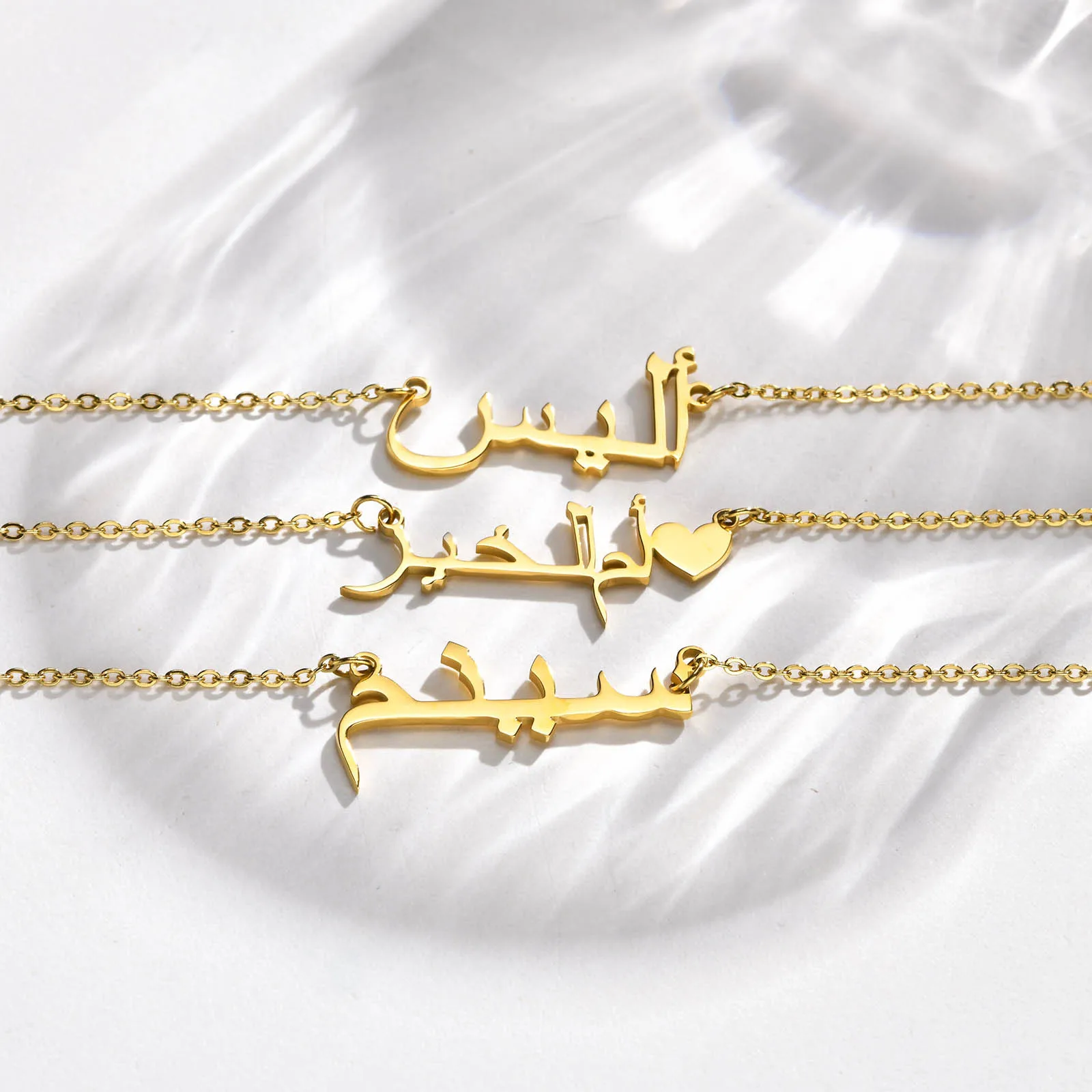 

Vnox Customized Arabic Name Necklaces for Women, Personalized Gold Plated Stainless Steel Number Letter Pendant Necklaces Choker