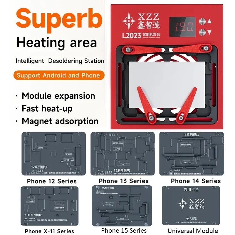Xinzhizao L2023 Intelligent Desoldering Station For iPhone X-14PM/15 Pro Max Motherboard IC Chip BGA Stencil Welding Heater Tool