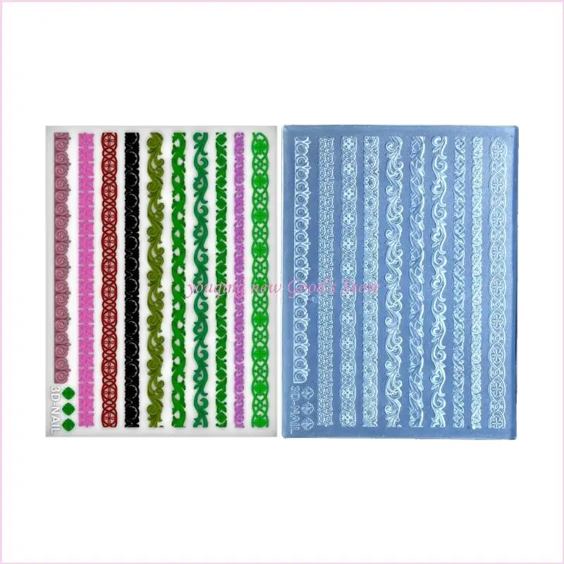 

57QA 3D тисненная силиконовая форма для дизайна ногтей, удобный шаблон, резьба, наклейка, трафаретные инструменты