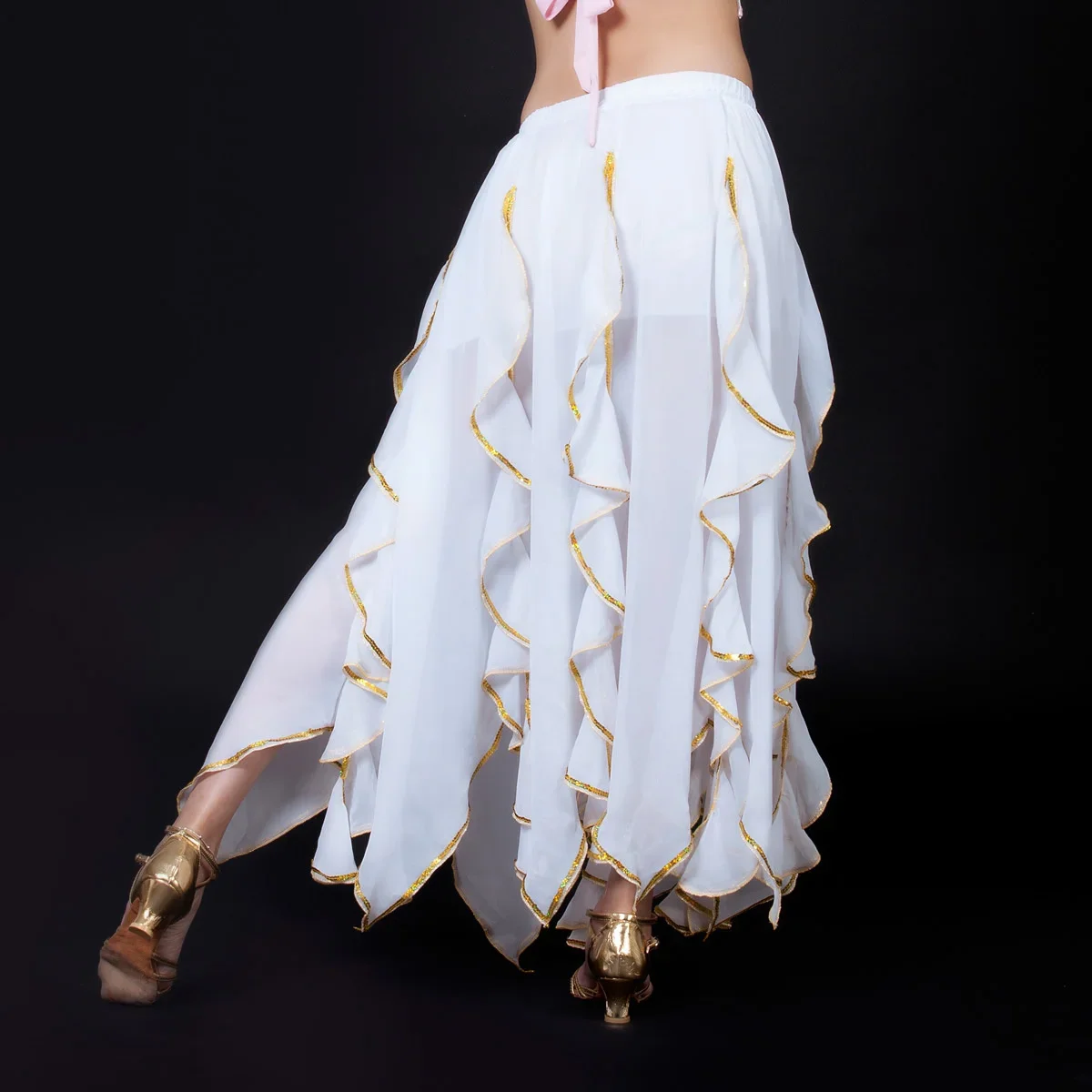 Faldas de gasa con aberturas altas dobles para mujer, accesorios para disfraz de danza del vientre, Oriental, sin cinturón