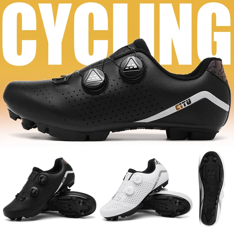 New Men's Mountain Bike Shoes 36-47 Large Outdoor Couple Style with Lock Riding Shoes Breathable Racing Shoes